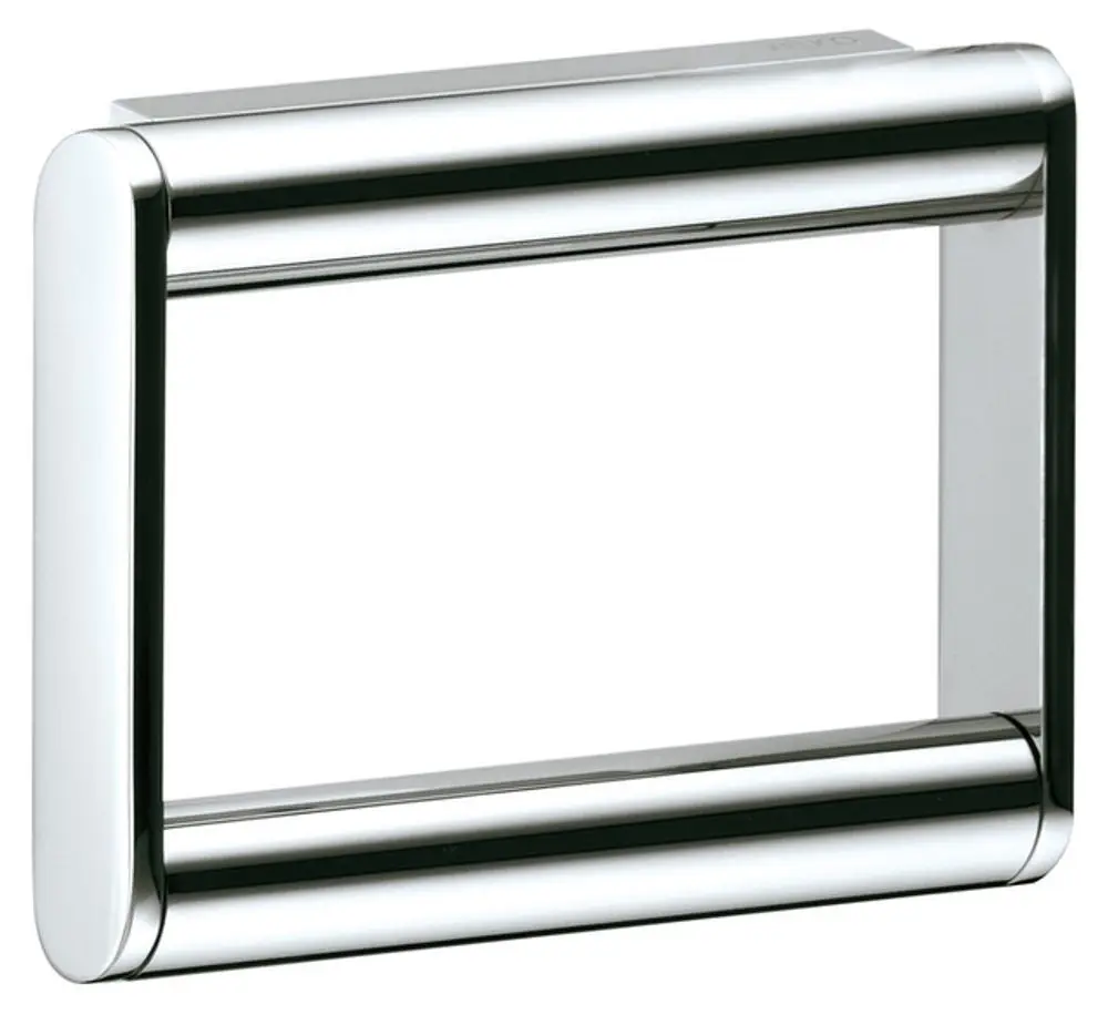 Toilettenpapierhalter aus verchromtem Metall von Keuco, mit U-Shape-Design und Montageanleitung. Diebstahlgesichert.